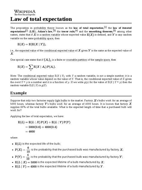 total law of expectation|5.3 Law of Total Expectation .